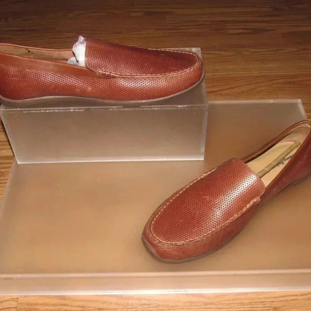 TOMMY BAHAMA Orion Leather Brown Driving Style Slip-On Loafers Shoes Size 12